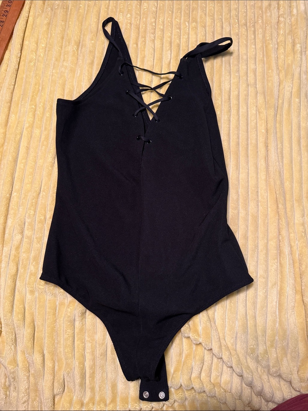 Express Black Lace-Up Front Bodysuit